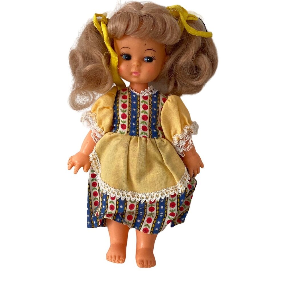 6.5" Vintage Doll Hong Kong Original Clothes Blond Pigtail